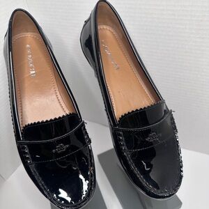 Coach Glossy Black Loafers for Women